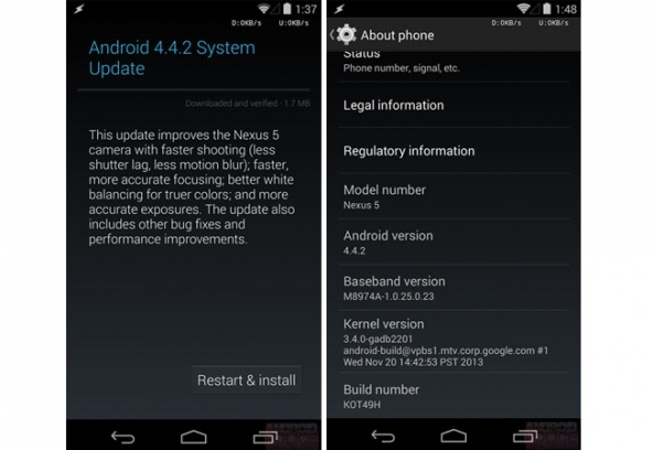 Android 4.4.2 Update, aggiornamento Nexus 4 e 5.